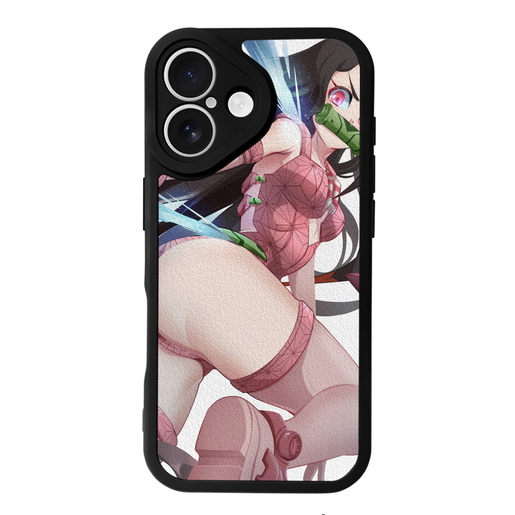 （画像用） 鬼滅の刃（きめつのやいば）竈門 禰󠄀豆子／かまど ねずこ Kamado Nezuko 【iPhone 16シリーズ対応】シリコンスマホケース（レザー調） 材質：シリコン